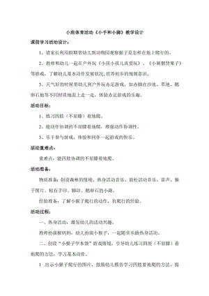 幼儿园小班体育 《小手和小脚》教学设计.docx