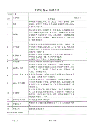 工程电梯安全检查表.docx