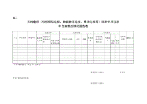 表三无线电视包括模拟电视、地面数字电视、移动电视等频率使用现状和自查整改情况报告表.docx