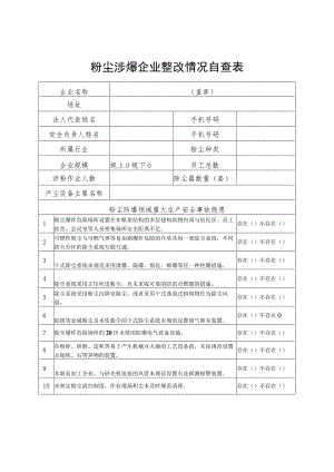 粉尘涉爆企业整改情况自查表.docx