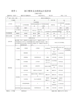 部门整体支出绩效运行监控表.docx