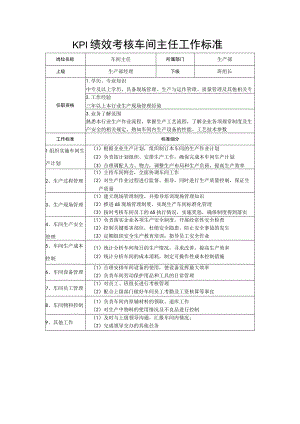KPI绩效考核车间主任工作标准.docx