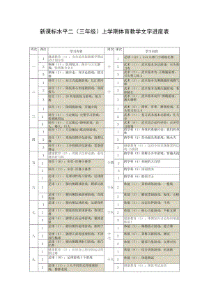 新课标水平二 (三年级 )上学期体育教学文字进度表.docx