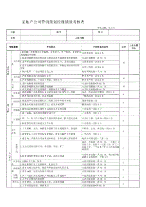 某地产公司营销策划经理绩效考核表.docx