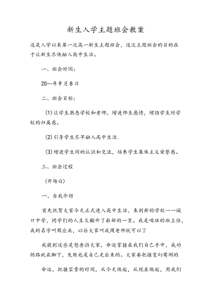 新生入学主题班会教案.docx