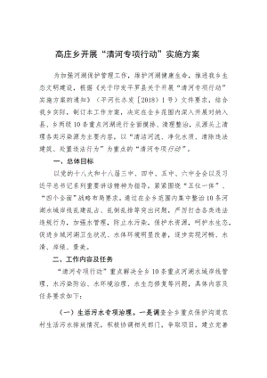 高庄乡开展“清河专项行动”实施方案.docx
