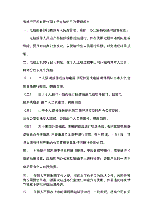 房地产开发有限公司关于电脑使用的管理规定.docx