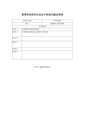 管理学院研究生综合分审核问题反馈表.docx