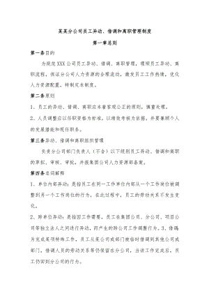 某某分公司员工异动借调和离职管理制度.docx