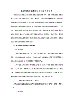 长安汽车金融有限公司风险评估报告.docx