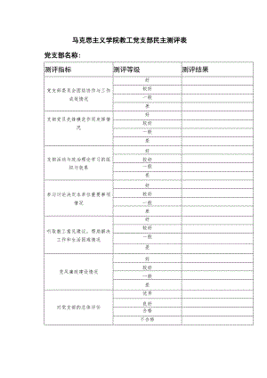 马克思主义学院教工党支部民主测评表.docx