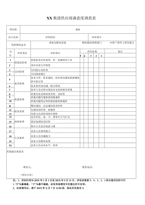 XX集团供应商满意度调查表（2023年）.docx