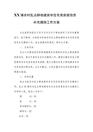 XX镇农村乱占耕地建房非住宅类房屋信息补充摸排工作方案.docx