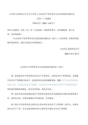 《山东省生产经营单位安全总监制度实施办法(试行)》.docx
