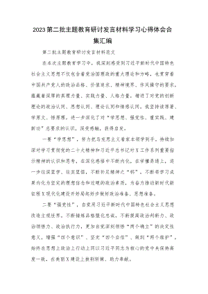 2023第二批主题教育研讨发言材料学习心得体会合集汇编.docx