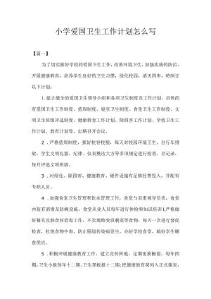 2021年度小学爱国卫生工作计划怎么写.docx