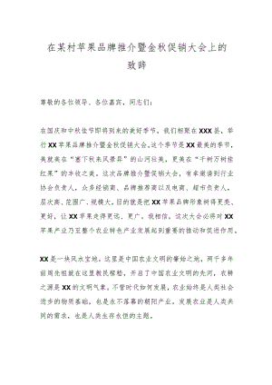 在某村苹果品牌推介暨金秋促销大会上的致辞.docx