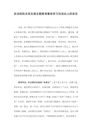 在法院机关党支部主题教育集体学习交流会上的发言.docx