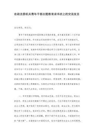 在政法委机关青年干部主题教育读书班上的交流发言.docx
