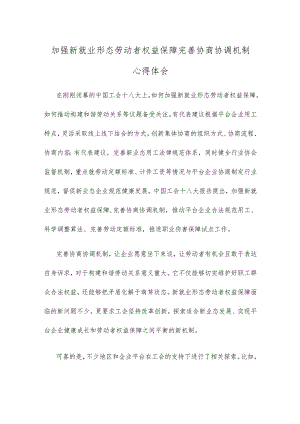 加强新就业形态劳动者权益保障完善协商协调机制心得体会.docx