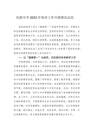 民族中学2023年体育工作开展情况总结.docx