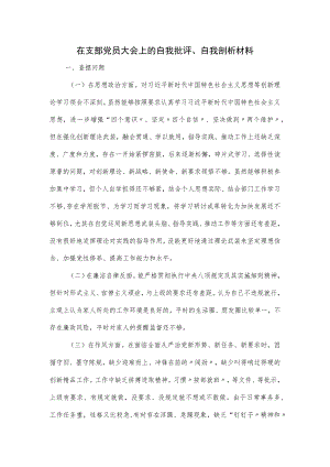 在支部党员大会上的自我批评、自我剖析材料.docx