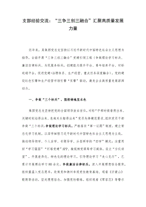 支部经验交流：“三争三创三融合” 汇聚高质量发展力量.docx