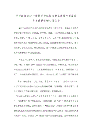 学习遵循在进一步推动长江经济带高质量发展座谈会上重要讲话心得体会.docx