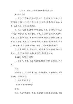 艾滋病、梅毒、乙肝病毒职业暴露应急预案.docx