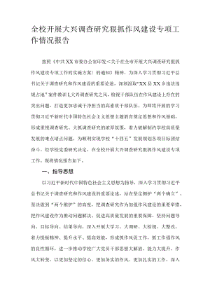 全校开展大兴调查研究狠抓作风建设专项工作情况报告.docx