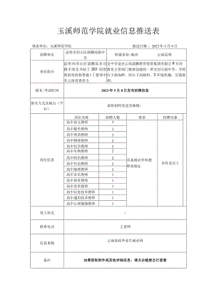 玉溪师范学院就业信息推送表.docx