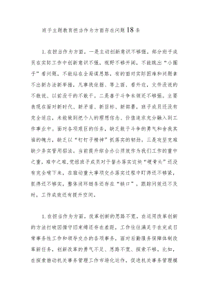 班子2023年第二批主题教育专题民主组织生活会“担当作为”方面存在问题18条.docx