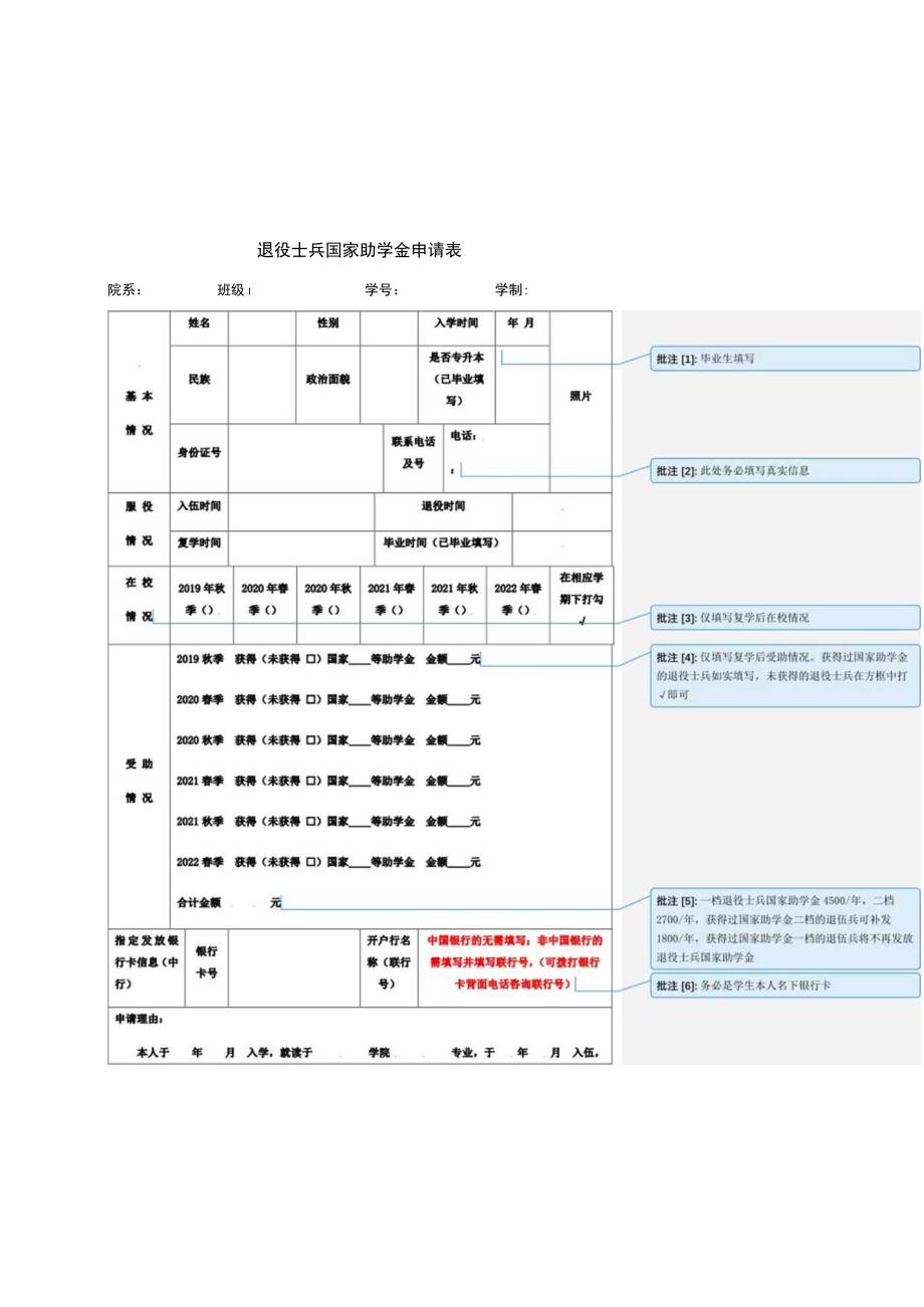 退役士兵国家助学金申请表.docx_第1页