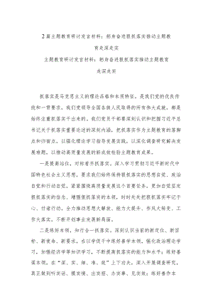 2篇主题教育研讨发言材料：躬身奋进狠抓落实推动主题教育走深走实.docx