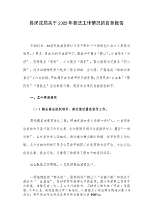 县民政局关于2023年普法工作情况的自查报告.docx