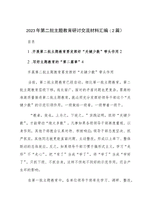 在2023年第二批主题教育研讨交流材料汇编（2篇）.docx