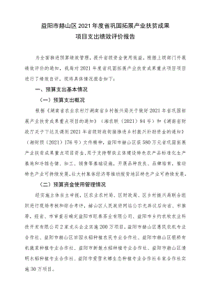 益阳市赫山区2021年度省巩固拓展产业扶贫成果项目支出绩效评价报告.docx
