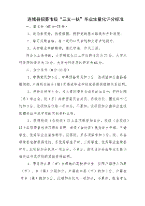 连城县招募市级“三支一扶”毕业生量化评分标准.docx