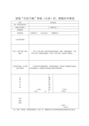 省级“百县千碗”体验示范店、旗舰店申报表.docx