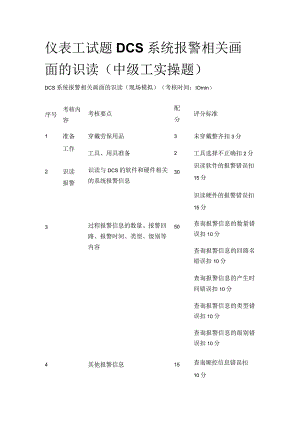 仪表工试题 DCS 系统报警相关画面的识读（中级工实操题）.docx