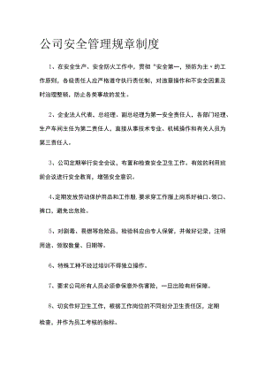 公司安全管理规章制度 优化版.docx