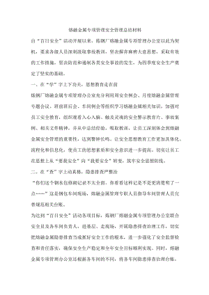 熔融金属专项管理安全管理总结材料.docx