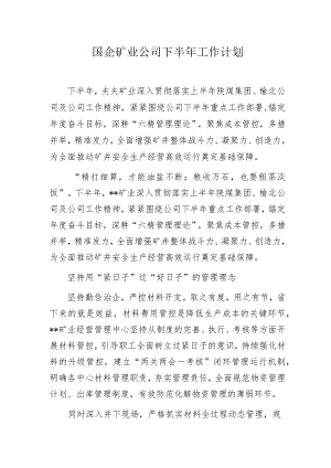 国企矿业公司下半年工作计划.docx