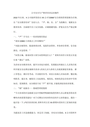公司安全生产教育培训总结稿件.docx
