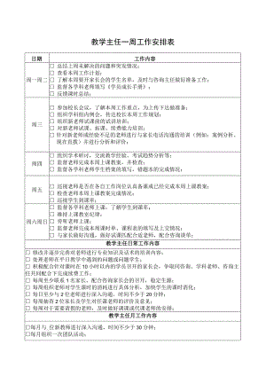 教学主任一周工作安排表.docx