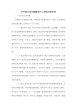 关于第二批主题教育个人党性分析材料.docx