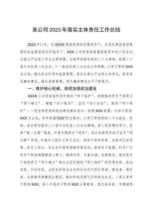 某公司2023年落实主体责任工作总结.docx