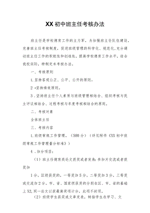 XX初中班主任考核办法.docx