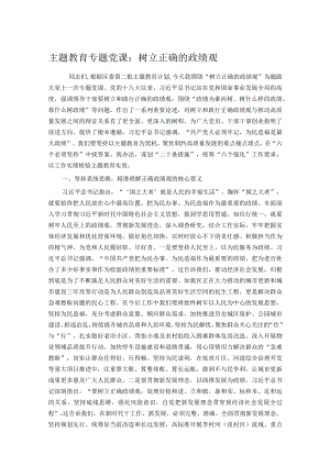 主题教育专题党课：树立正确的政绩观.docx