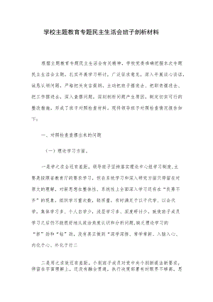 学校主题教育专题民主生活会班子剖析材料.docx